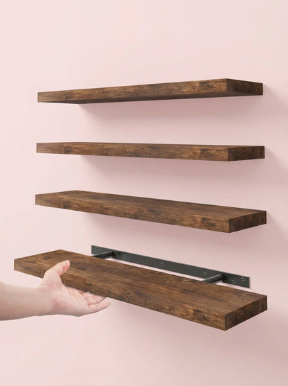 Lot de 4 étagères flottantes – Étagères murales de 40 cm avec supports invisibles