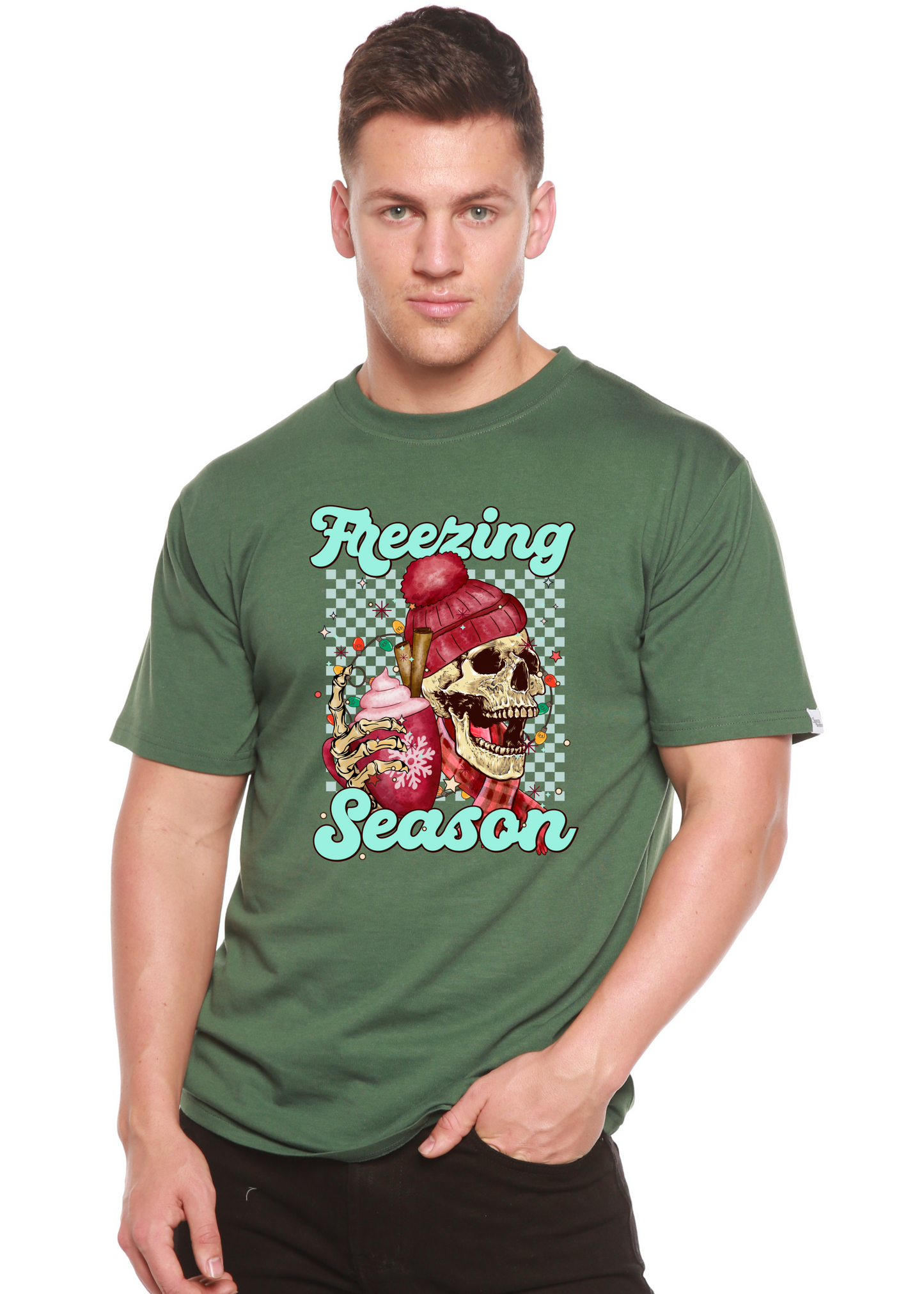 T-shirt graphique unisexe à manches courtes en bambou-viscose/coton biologique Freezing Season