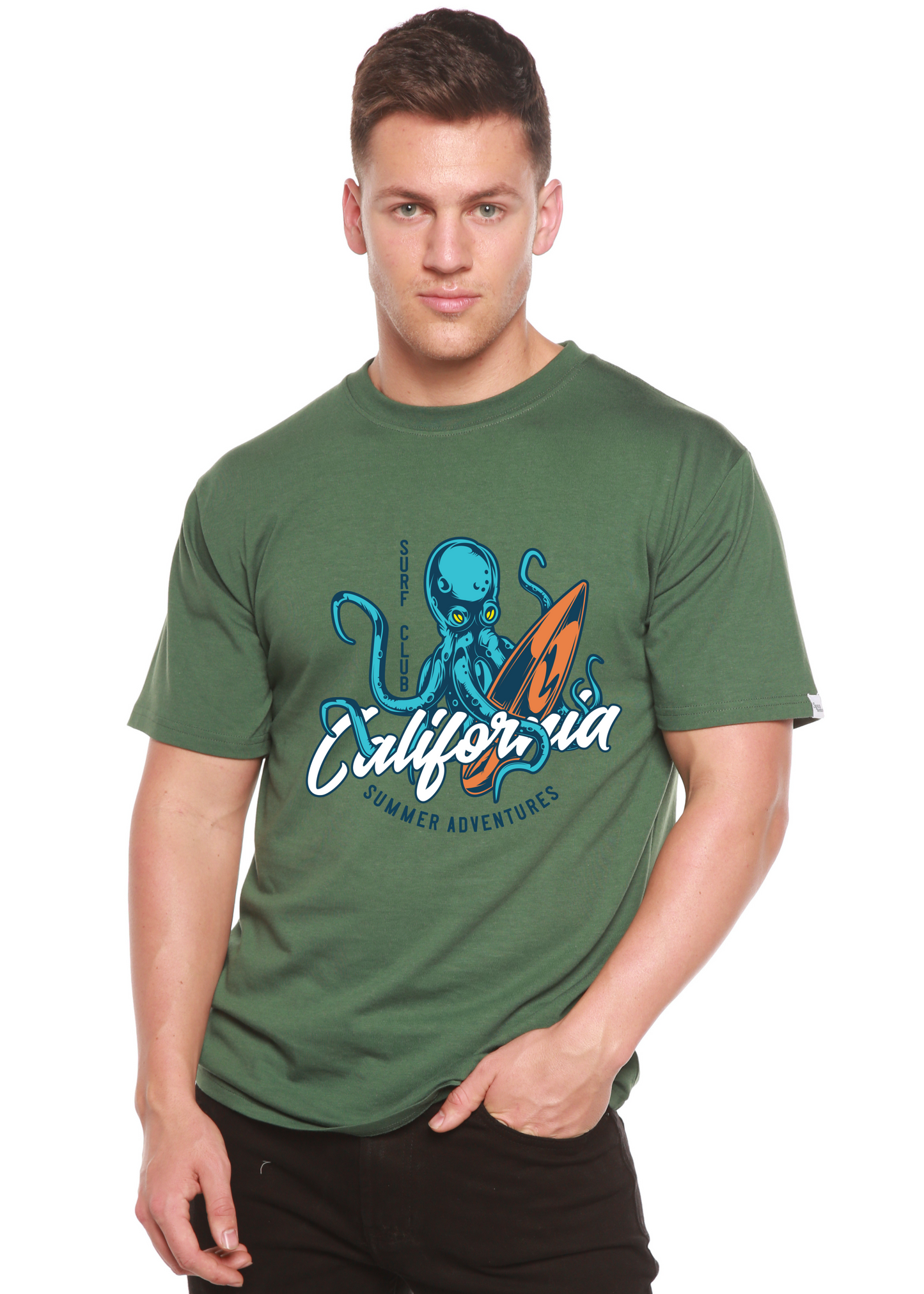 T-shirt graphique à manches courtes en bambou-viscose/coton biologique pour homme California Summer Adventures