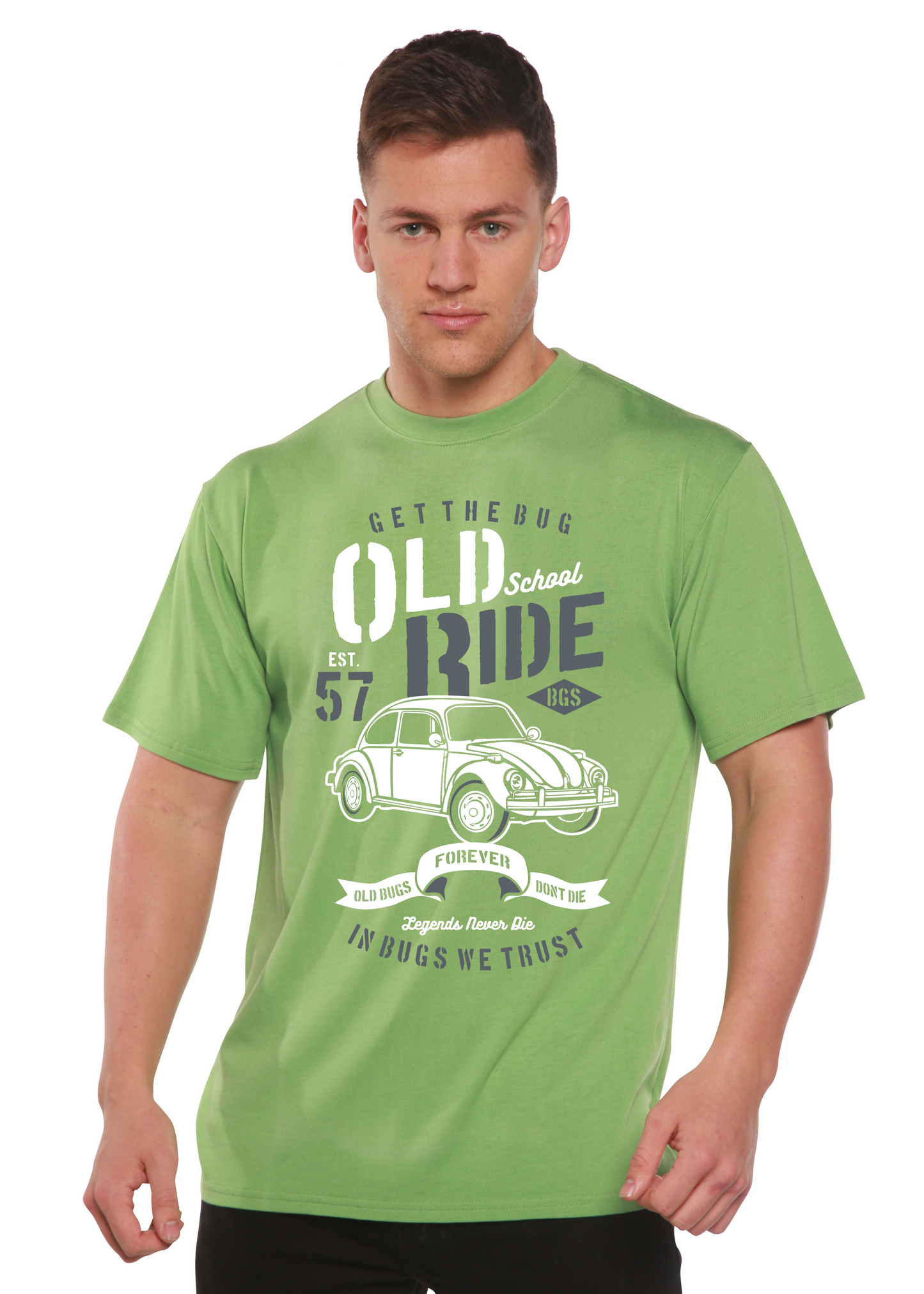 T-shirt graphique manches courtes Old School Ride Spun Bamboo® pour homme en viscose de bambou/coton biologique