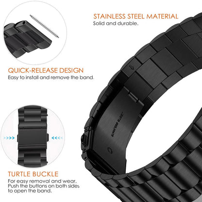Classic Stainless Steel Metal Slim Band for Apple Watch, Black