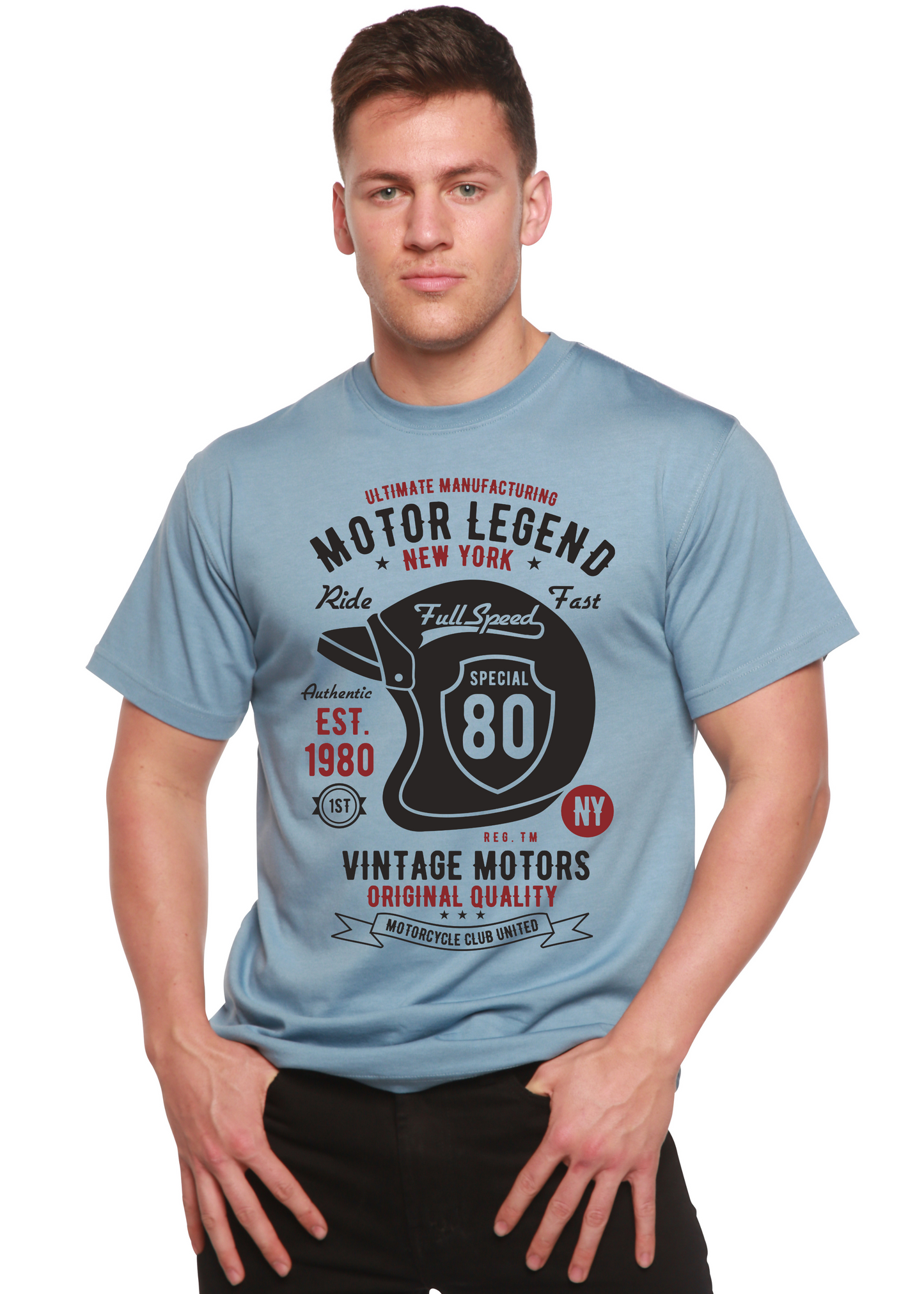 T-shirt graphique à manches courtes en viscose de bambou/coton biologique Motor Legend pour homme