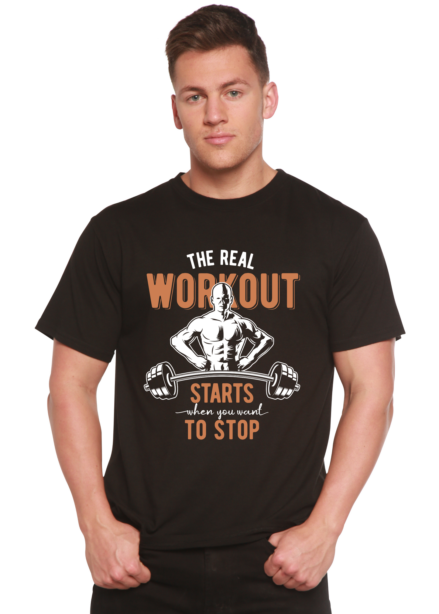 T-shirt graphique à manches courtes en bambou viscose/coton biologique The Real Workout pour hommes