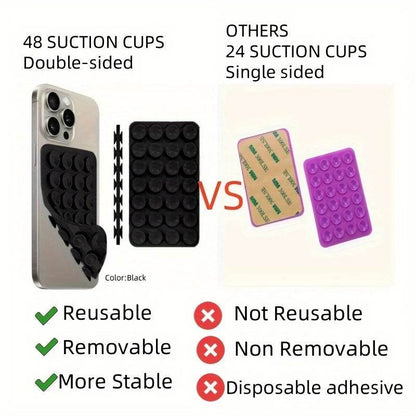 2pcs Double-Sided Silicone Phone Wall Mount with Suction Grip