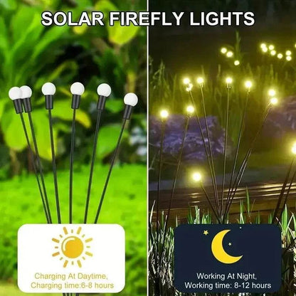 Solar Firefly Garden Lights – LED Outdoor Waterproof Pathway Lighting in Warm White