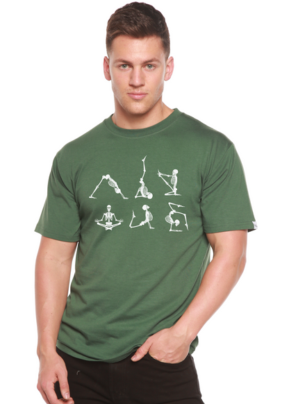 T-shirt graphique à manches courtes pour homme en bambou, viscose et coton biologique avec squelette d'Halloween Namaste