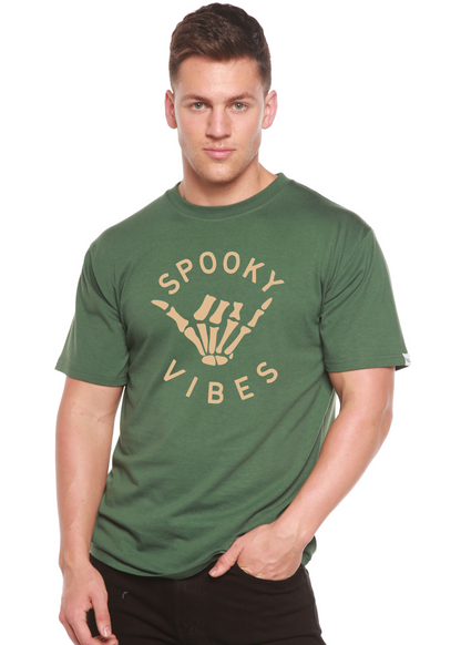 T-shirt à manches courtes en viscose de bambou et coton biologique pour homme - Motif "Spooky Vibes"