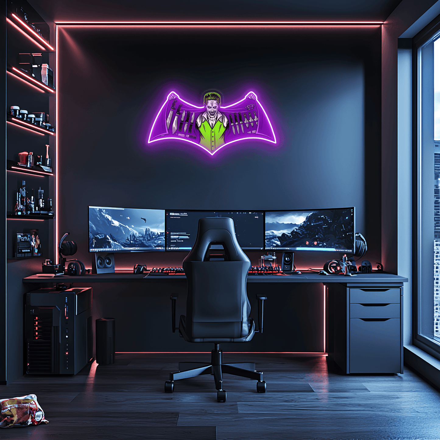 Joker Neon Sign, Uv Print Neon, Joker Uv Print Neon Sign, Neon Wall Art