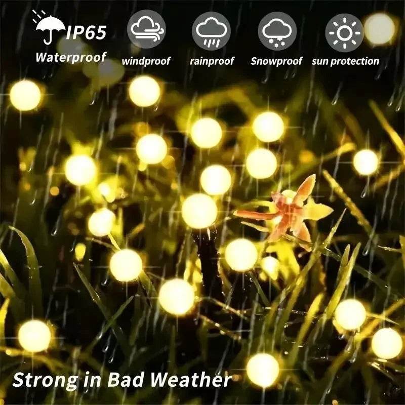 Solar Firefly Garden Lights – LED Outdoor Waterproof Pathway Lighting in Warm White