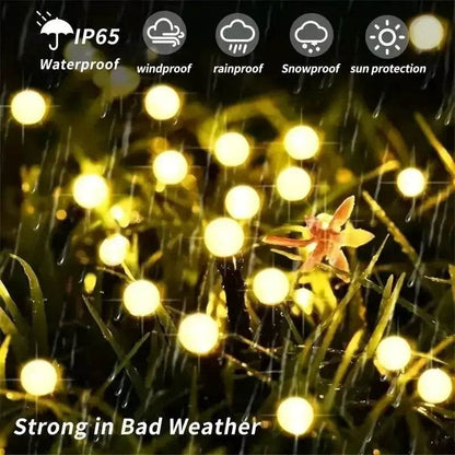 Solar Firefly Garden Lights – LED Outdoor Waterproof Pathway Lighting in Warm White