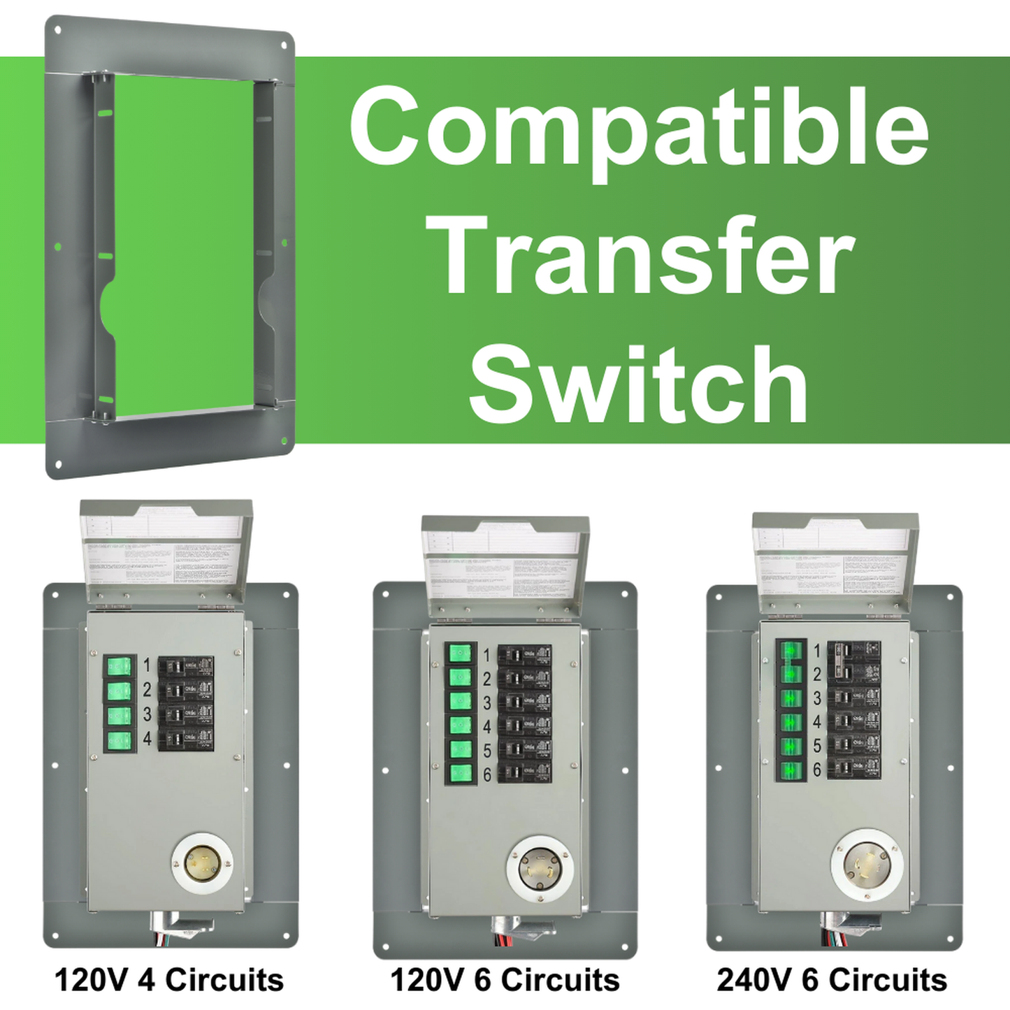 Nature's Generator 4 or 6 Circuit Manual Transfer Switch Flush Mount
