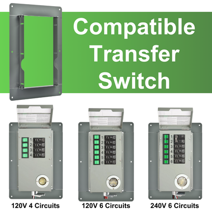 Nature's Generator 4 or 6 Circuit Manual Transfer Switch Flush Mount