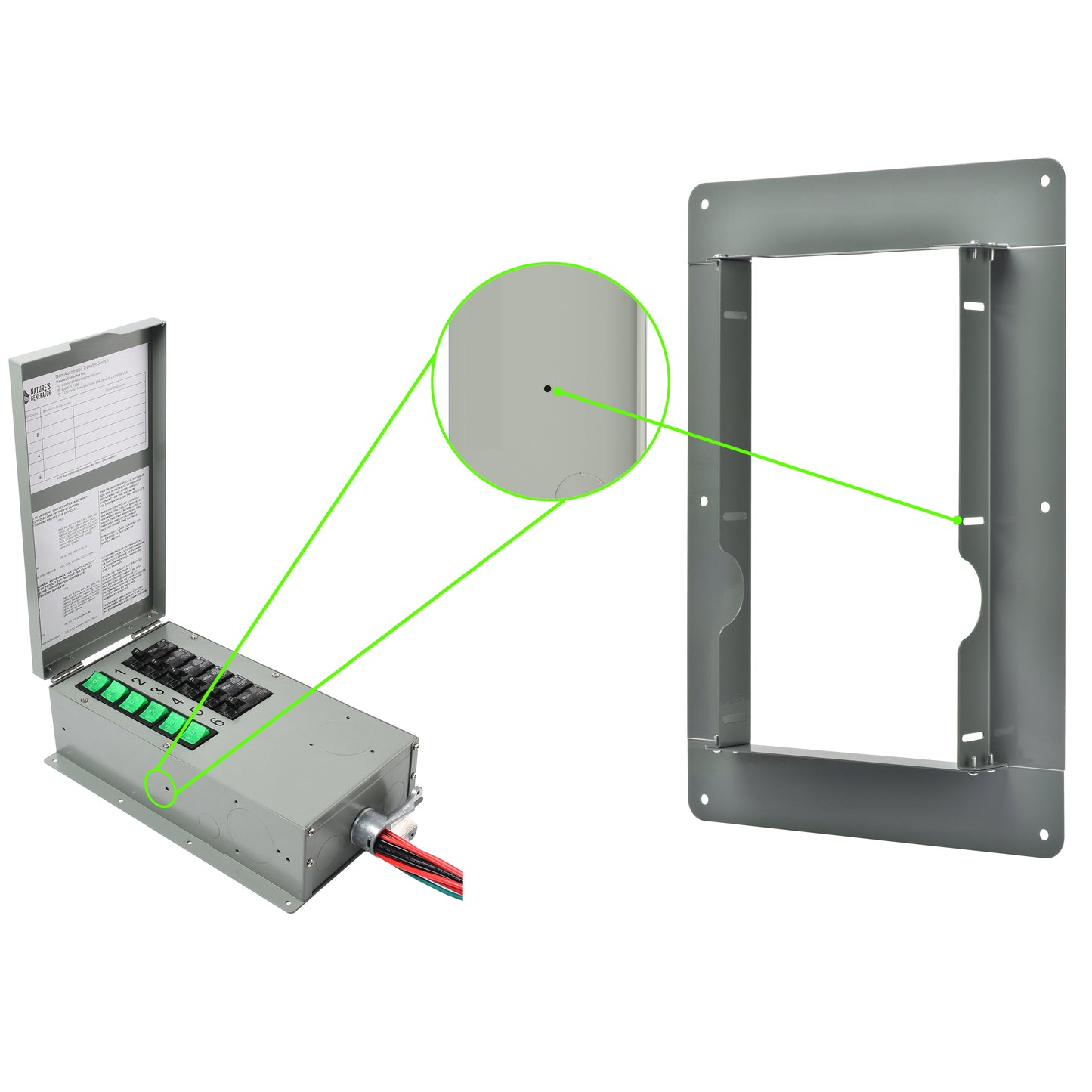 Nature's Generator 4 or 6 Circuit Manual Transfer Switch Flush Mount