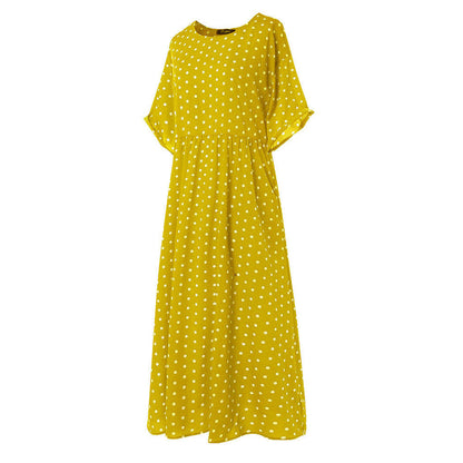 Polka Dot Print Short Sleeve Plus Size Dress