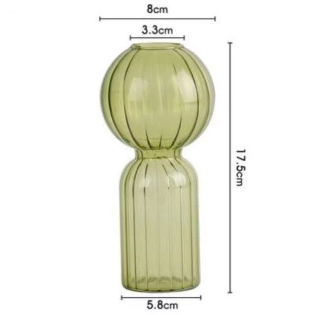 Vase en verre créatif ins, vase en verre transparent rayé, ornements décoratifs de table, vase simple pour fleurs hydroponiques