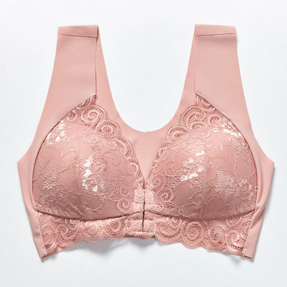 Comfortable Plus Size Backless Bra Lace Push Up Front Closure Bra