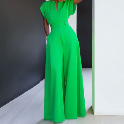 Graceful And Fashionable Solid Color High Waist Wide Leg Pants