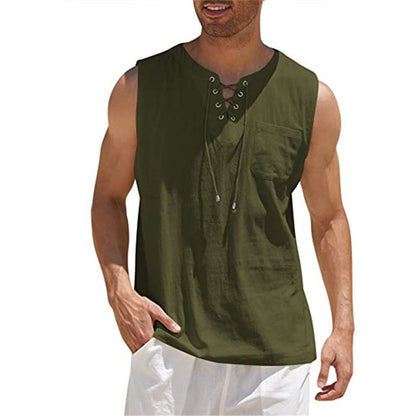 Men’s Summer Tank Vest – Shirt Collar Tie Short Sleeve T-Shirt | Multiple Colors