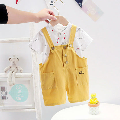 Ins Cute Print Smiley Face Strap Set Children's Set