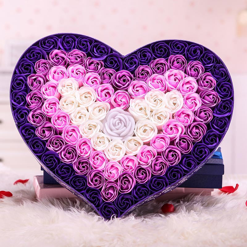 Gradient LED Heart-Shaped Soap Rose Gift Box – Romantic Flower Gift for Valentine's Day, Birthdays & Special Occasions