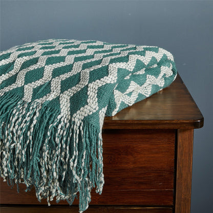Fashion Knitted Solid Color Sofa Tassel Blanket