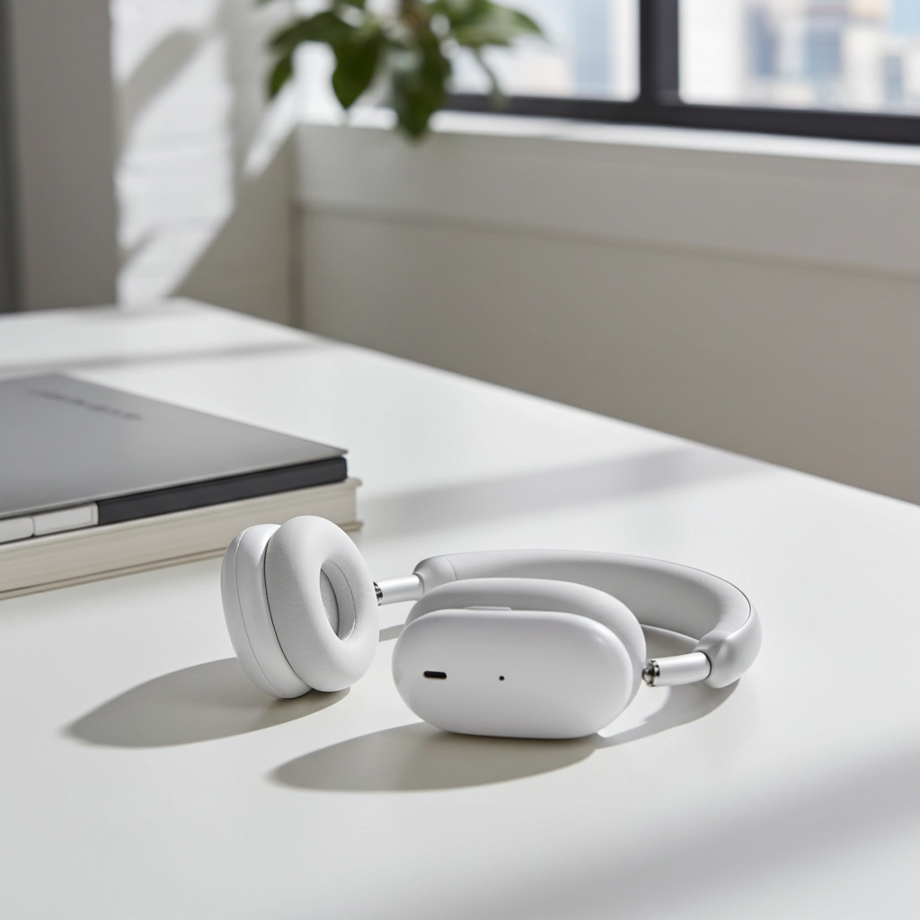 Wireless Over-Ear Headphones with Active Noise Cancelling and Built-In Microphone