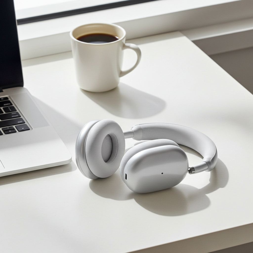 Wireless Over-Ear Headphones with Active Noise Cancelling and Built-In Microphone