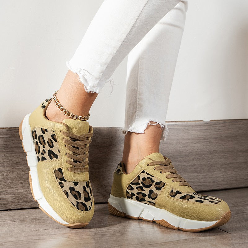 Leopard Sneakers Women White Shoes
