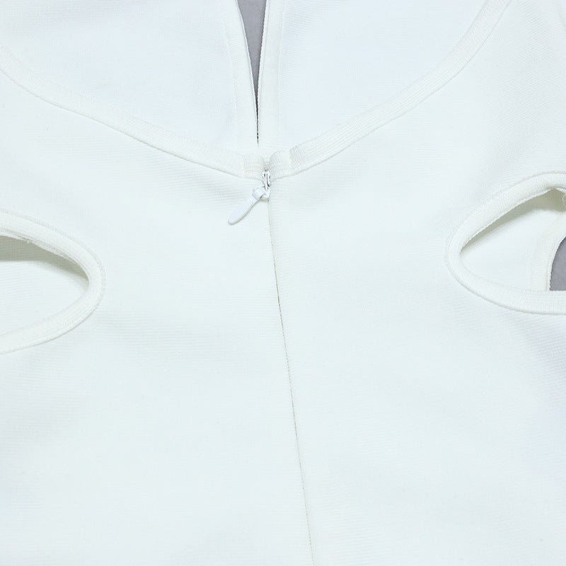 Vestido de Noche Blanco con Espalda en V Profunda para Mujer de Verano