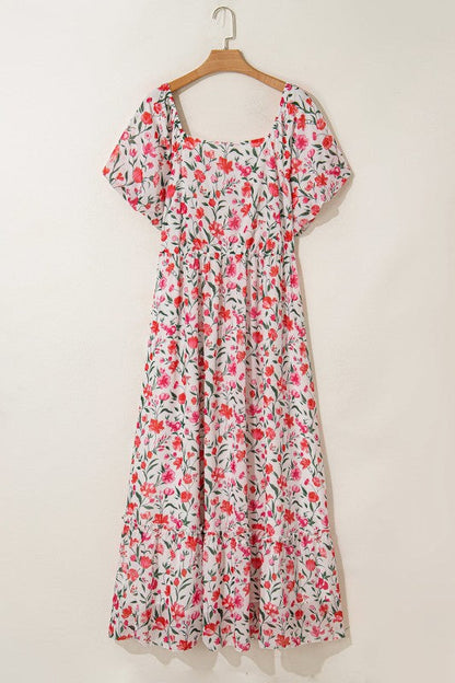 Plus Size Floral Square Neck Maxi Dress