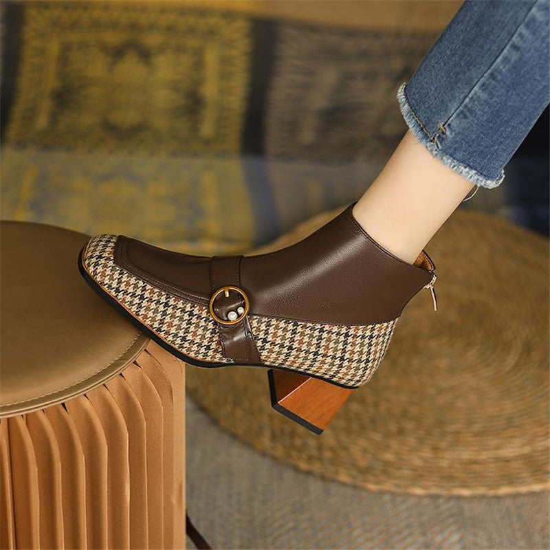 Bottes à talons hauts en cuir pour femmes grandes tailles