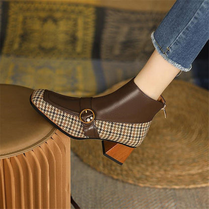 Bottes à talons hauts en cuir pour femmes grandes tailles