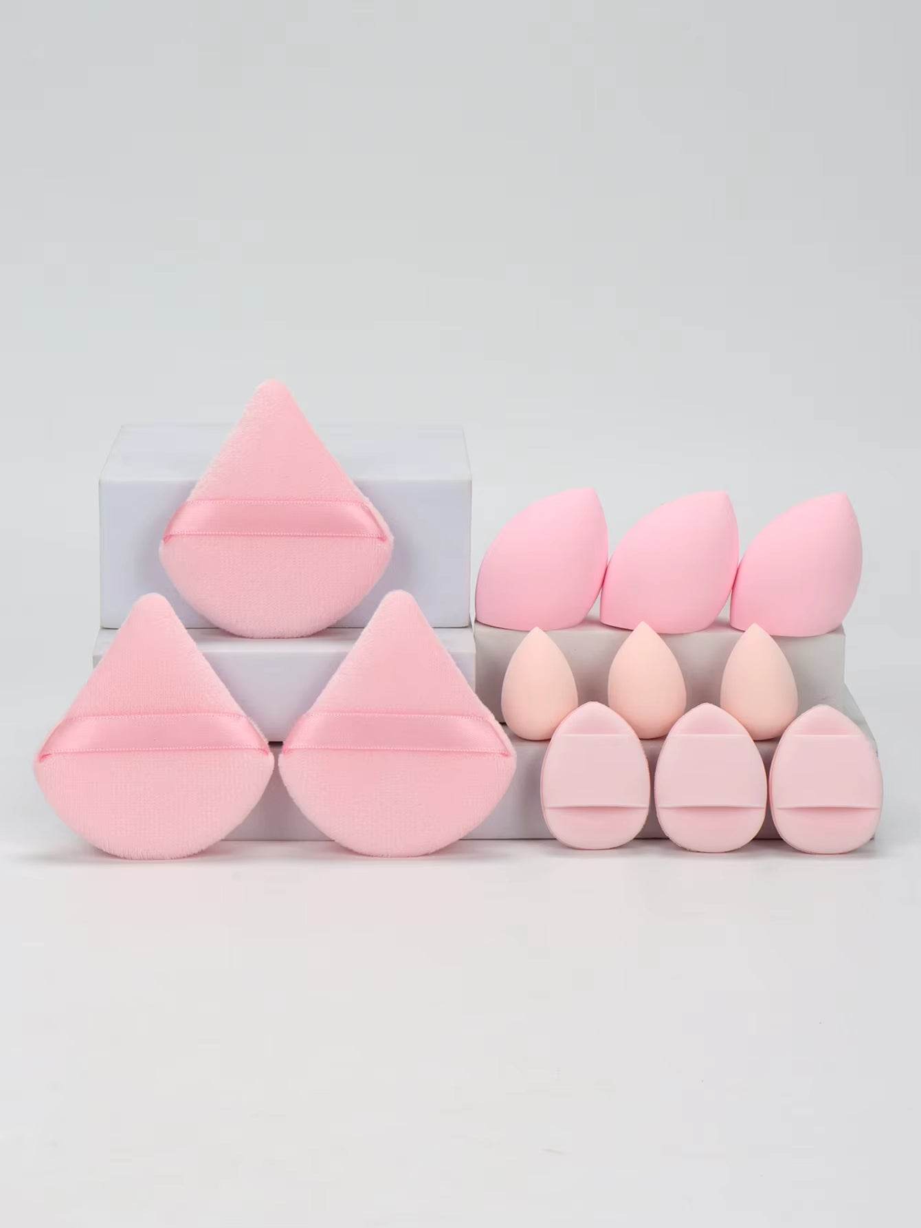 Lot de 12 éponges de maquillage – Houppettes, mini-coussins, éponges beauté pour tous les usages