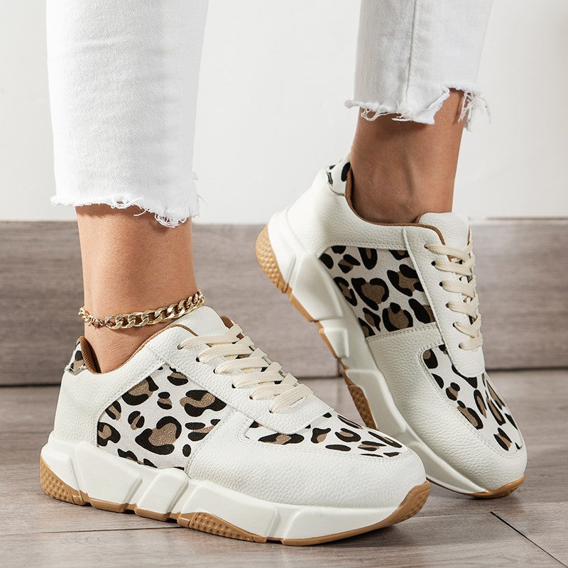 Leopard Sneakers Women White Shoes