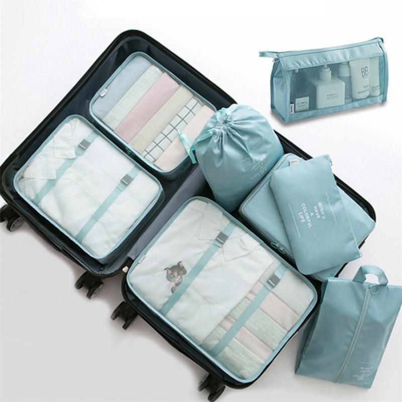 Lot de 8 sacs de rangement pour bagages, organisateurs de voyage pour vêtements, sous-vêtements et chaussures, cubes d'emballage