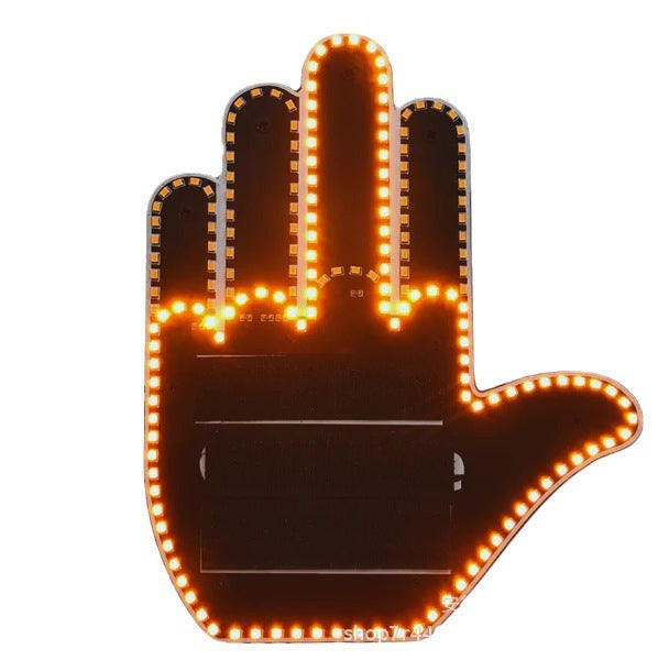 Drôle nouvelle lumière de geste éclairée par LED, lumière de doigt de voiture avec télécommande, panneaux de colère de la route, lumière de geste de doigt du milieu, lampe à main