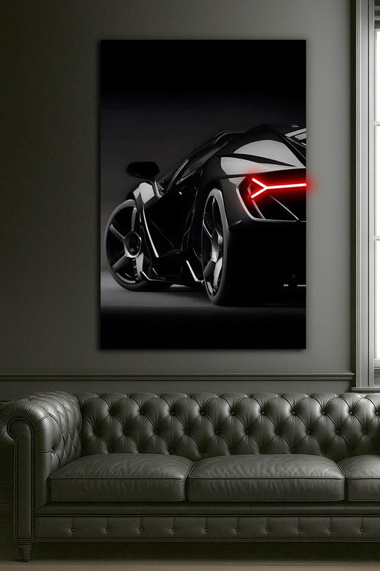 Cuadro decorativo de coche deportivo de neón – Póster LED con impresión UV para garaje y cueva de hombre – Control remoto y envío gratis