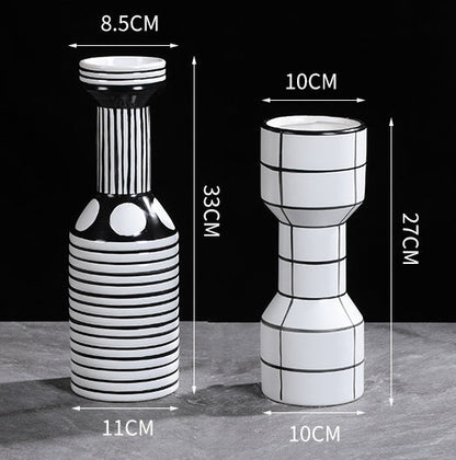 Simple Nordic Minimalism Black And White Striped Ceramic Vase