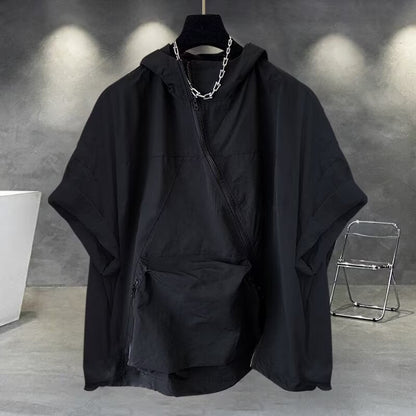 Men's Summer Zipper Design Hooded Short-sleeved T-shirt