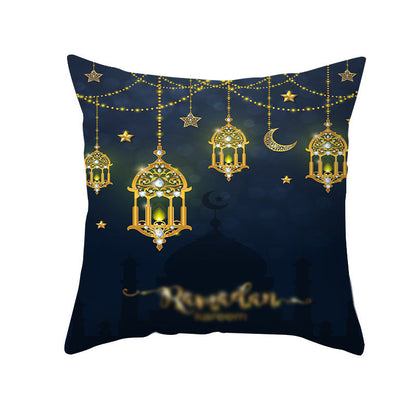 Home Fashion National Style Peach Skin Velvet Printed Cushion Cover