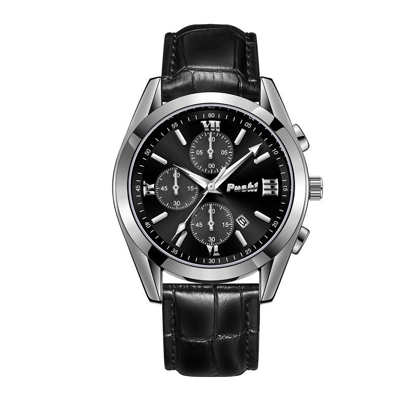 Fashion Men's Quartz Watch High-end Business Waterproof Watch Genuine Leather