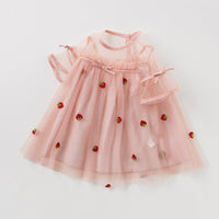 Orange Strawberry Embroidered Dream Gauze Skirt