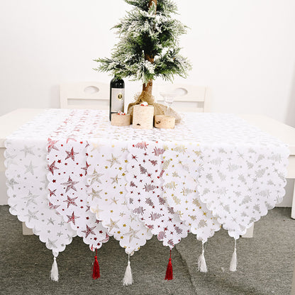 Chemin de table blanc bronzant en tissu pour la maison