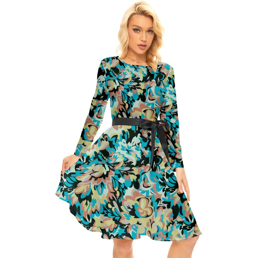 Vestido femenino con estampado de plantas tropicales y diseño de Halloween
