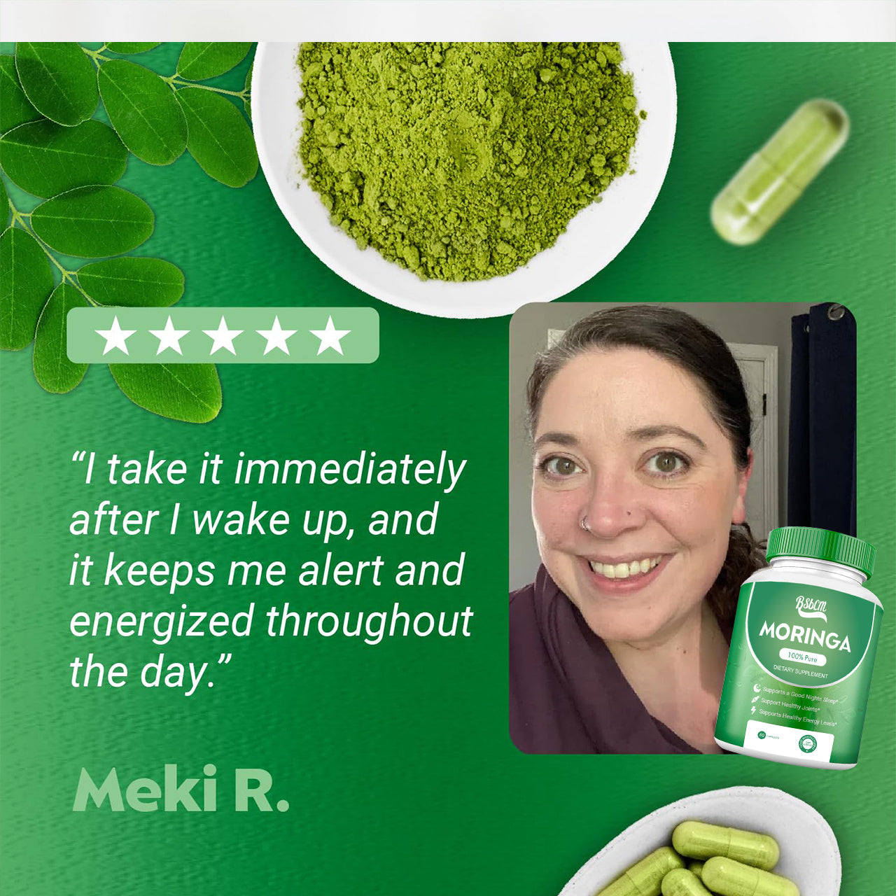 Pure Moringa Powder Capsules