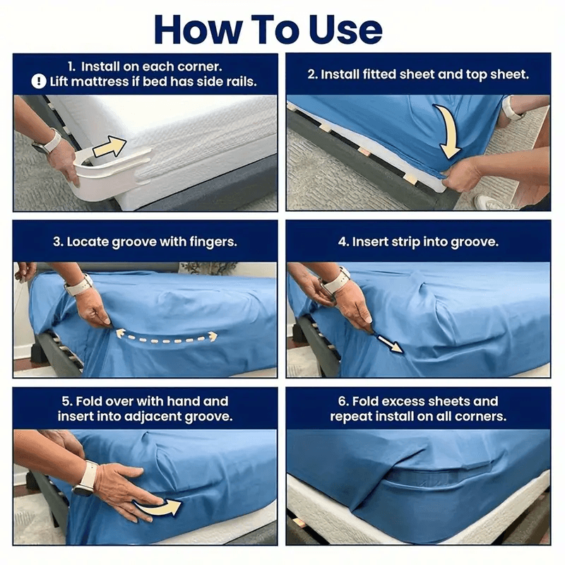 4pcs Bed Sheet Grippers – Non-Slip Mattress Clips & Fasteners