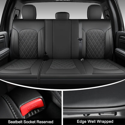 Umbrauto Custom Fit Seat Covers for Ford F150, Pickup Truck Nappa Leather Seatcovers for 2015-2025 Ford F150 SuperCrew/ 2017-2025 F250 F350 F450 Super Duty Crew Cab XL XLT Lariat King Ranch Platinum,Black