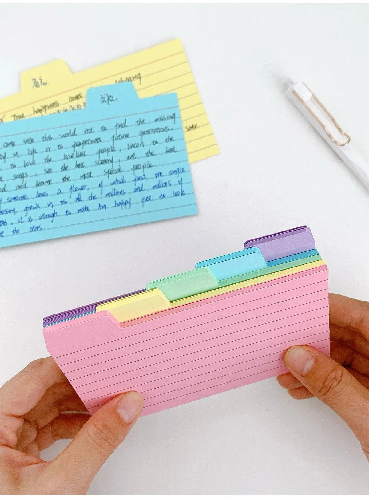 50 Pcs Index Label Papers with Tabs – 5 Colors