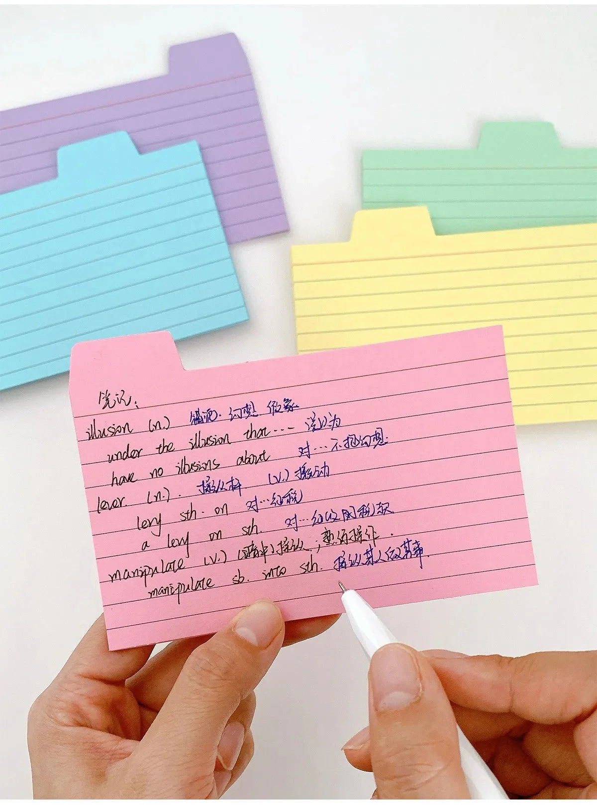 50 Pcs Index Label Papers with Tabs – 5 Colors