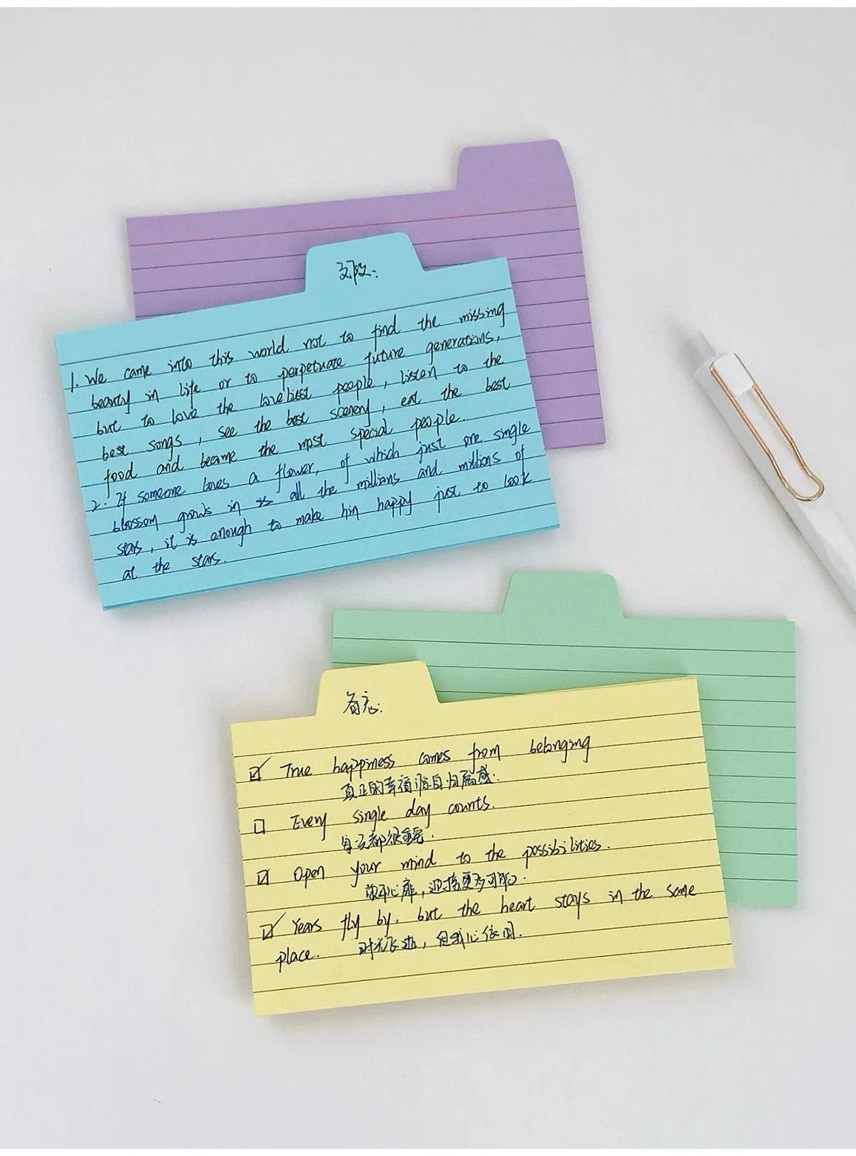 50 Pcs Index Label Papers with Tabs – 5 Colors